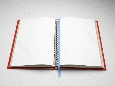 Empty pages of open notebook isolated on white background