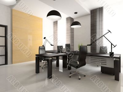 Interior of the cabinet in office 3D rendering. You can hang you