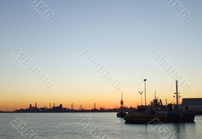 Harbor and Industry at Dawn