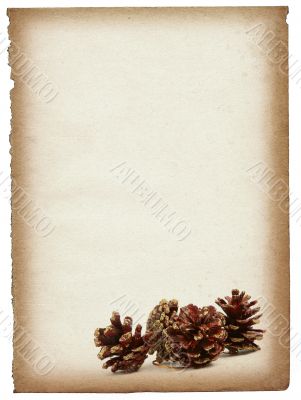 paper page with decorative cones