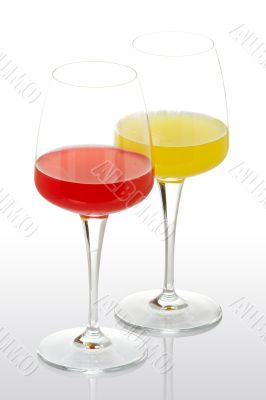 Two glasses with beverages