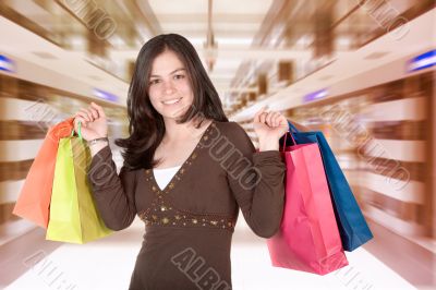 girl in a shopping center girl in a shopping center