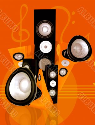 music and sound abstract illustration in orange
