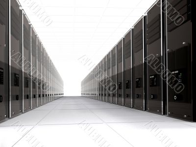 3d computer servers in perspective