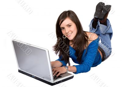 casual girl on a laptop