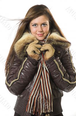 A smiling beautiful girl in winter clothes A smiling beautiful girl in winter clothes