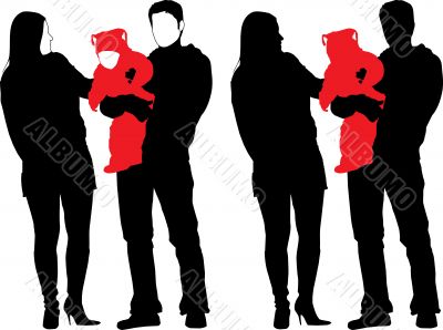 Silhouette of New happy family