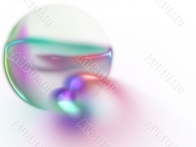 3d Fractal Abstract Background - Sheer colors surrounding a translucent globe