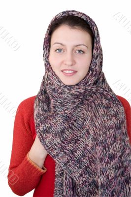 woman wearing a wool scarf woman wearing a wool scarf
