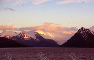 Sunset on granite peaks