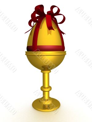 Gold egg in packing. 3D image.