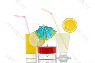 Glasses with beverages