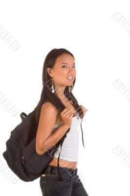 Girl with backpack