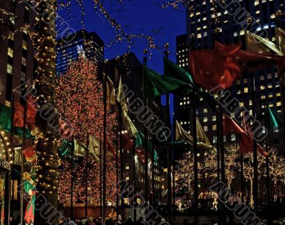 Christmas Tree and Flags at Rockefeller Center