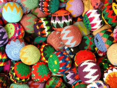 Decorative knitted spheres