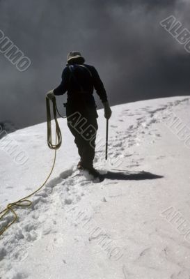 Climber leading rope team