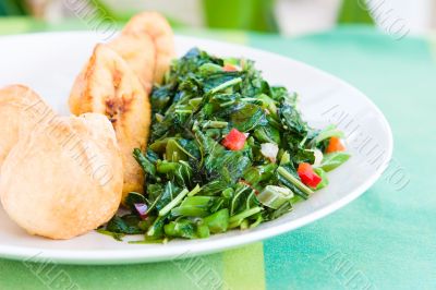 Callaloo Vegetable (Spinach) and Friend Dumplings - Caribbean St Callaloo Vegetable (Spinach) and Friend Dumplings - Caribbean St
