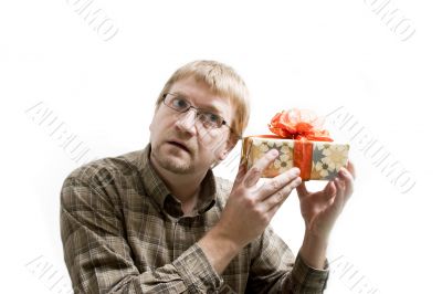 Man with Christmas gifts