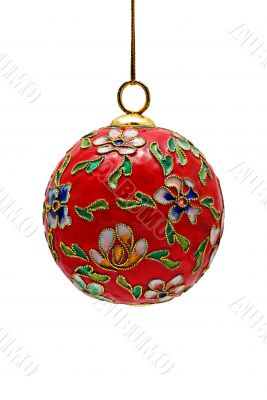 Isolated Floral Christmas Bauble with Clipping Path