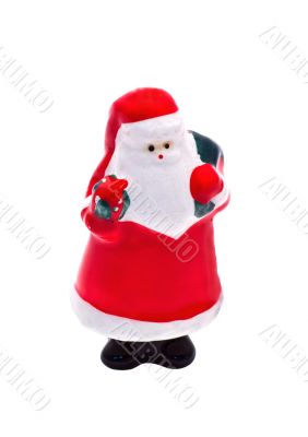 Isolated Porcelain Christmas Figurine: Santa Claus