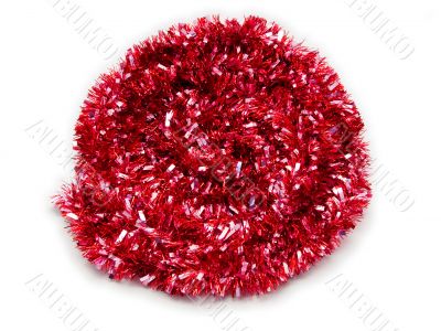 Red and Silver Christmas Tinsel Spiral