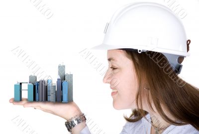 architecture project - woman holding buildings