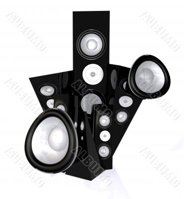 abstract speakers in black