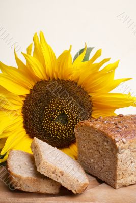 Brown bread with sunflower