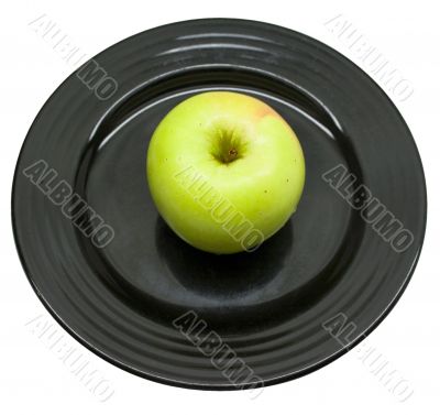 Green apple served at Black Japanese plate 4 Green apple served at Black Japanese plate 4