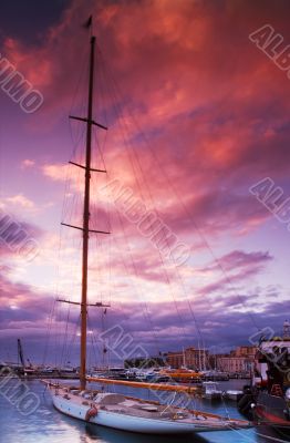 Moored Sailing boat Moored Sailing boat