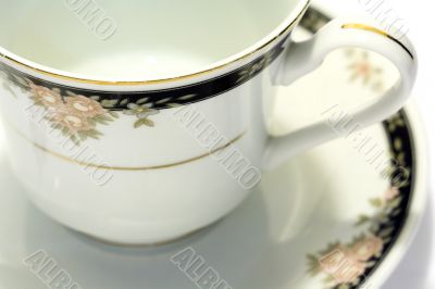 Close-up of tea cup and saucer