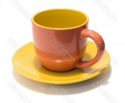 Pottery coffee cup and saucer 1