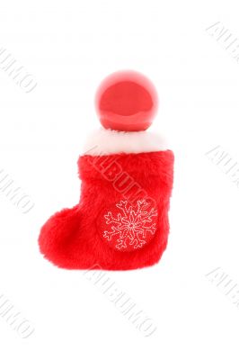 Christmas sock with red ball