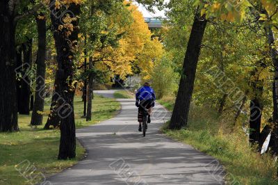 Biker in Calgary, Bow River, Fall