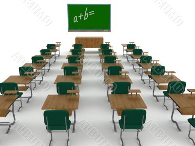 Interior of a school class. 3D image.