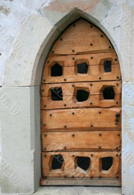 The wooden door