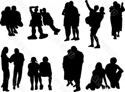 Silhouettes of the couples