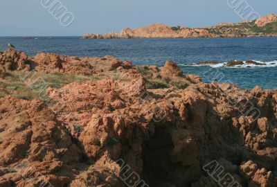 Rocky sea bank in Sardinia