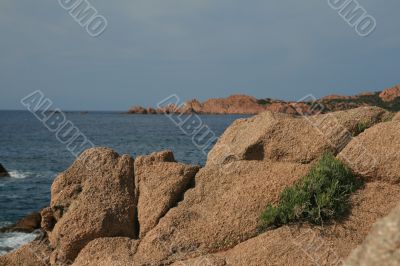 Rocky sea bank in Sardinia