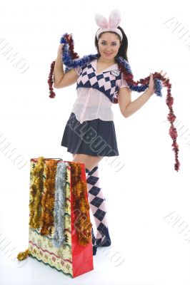 Beautiful woman with christmas decoration