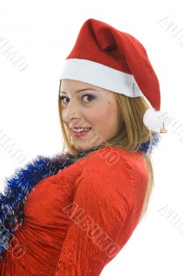 Beautiful woman with christmas decoration