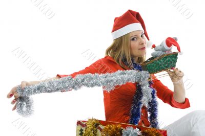 Beautiful woman with christmas decoration