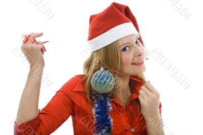 Beautiful woman with christmas decoration