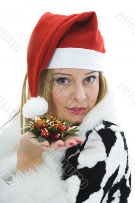 Beautiful woman with christmas decoration