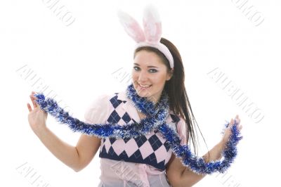 Beautiful woman with christmas decoration