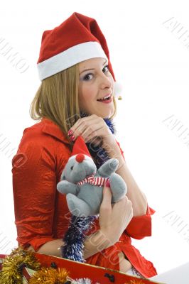 Beautiful woman with christmas decoration