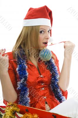 Beautiful woman with christmas decoration