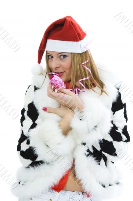 Beautiful woman with christmas decoration