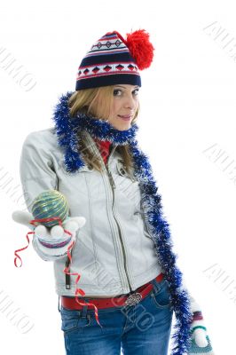 Beautiful woman with christmas decoration Beautiful woman with christmas decoration