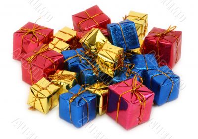 group of multicolored gifts